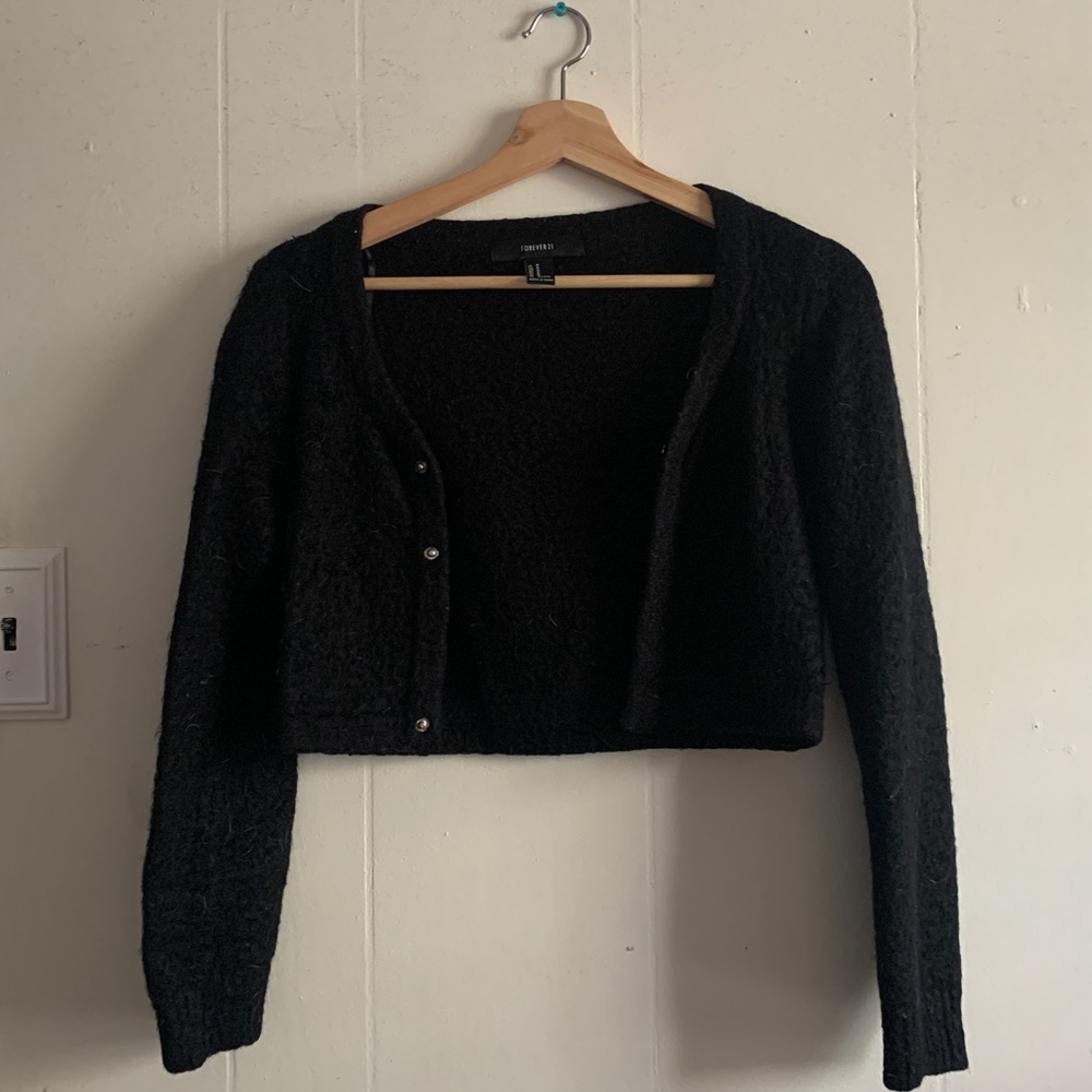 Cropped Black Cardigan